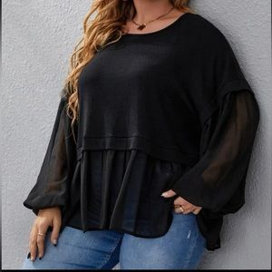 Shein Mesh long sleeve pullover top
